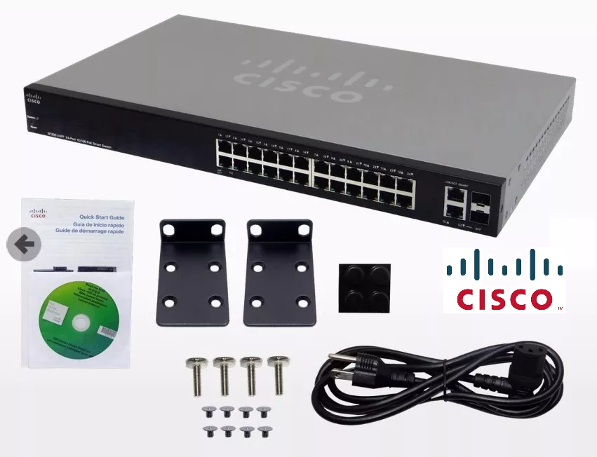 Switch Cisco chính hãng SF 200-24P 24-Port 10/100 PoE Smart Switch SLM224PT-EU