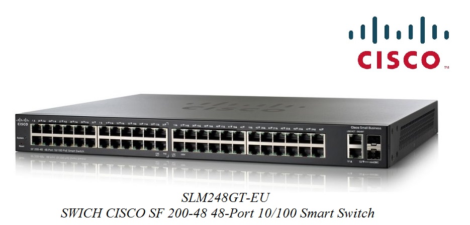 Switch chia mạng Cisco 24 cổng SF200-24 24-Port 10/100 Smart Switch SLM224GT-EU |Cisco Chính Hãng