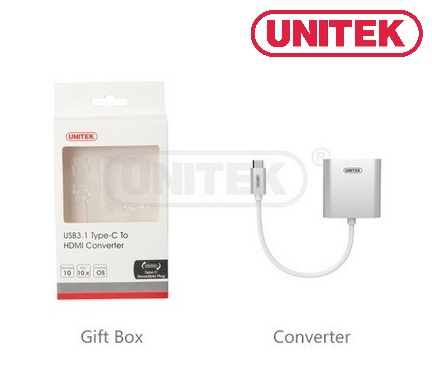 Cáp USB 3.1 Type-C to HDMI  Unitek Y-6309 chính hãng| USB TYPE-C Unitek chính hãng