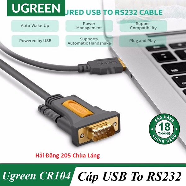 Dây cáp USB sang Com (RS232) dài 2m Ugreen 20222