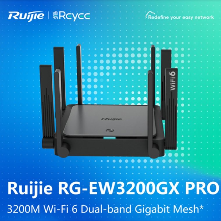 Bộ Phát WiFi6 Mesh Ruijie RG-EW3200GX PRO 6 râu phát tín hiệu tốc độ cao