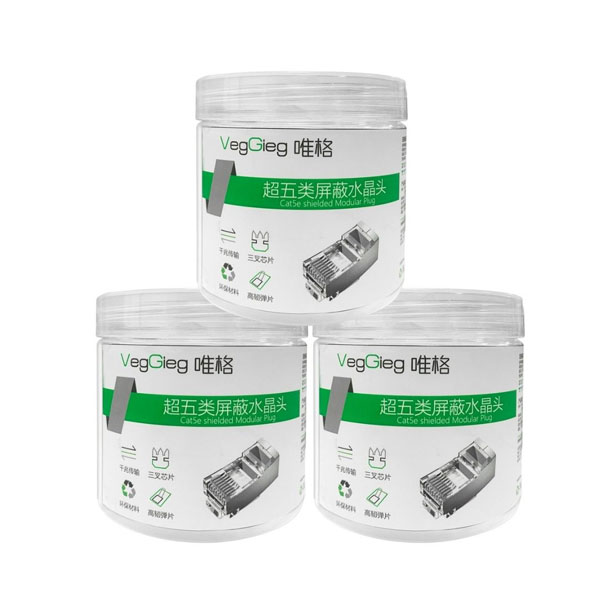 Hạt mạng RJ45 CAT5 bọc sắt Veggieg V-E007 chính hãng