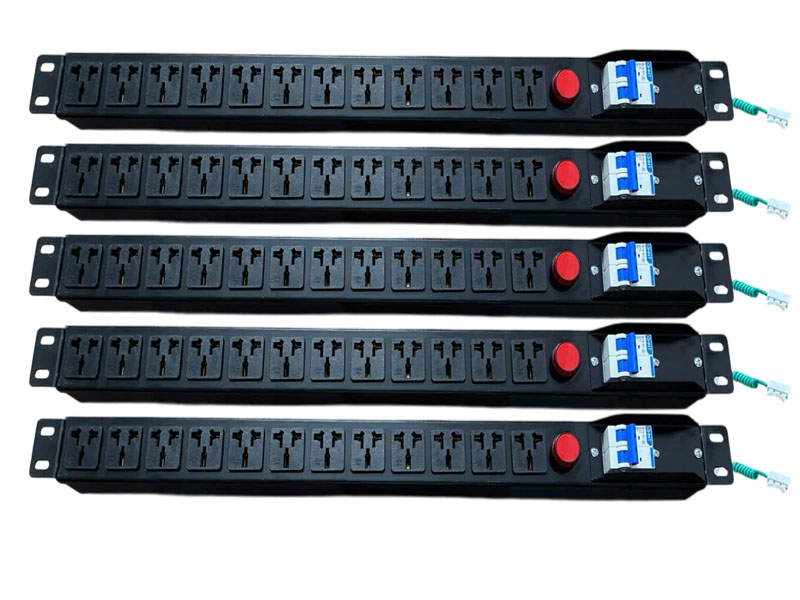 Thanh Nguồn PDU 12 Cổng 53cm - Aptomat, Đèn Báo tín hiệu, Rack 12U