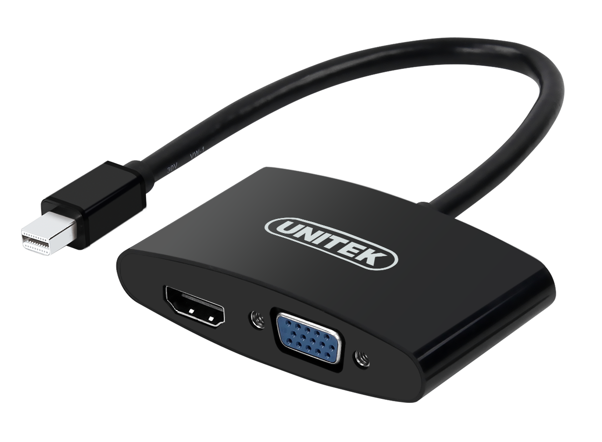 Cáp chuyển Mini DisplayPort ra VGA + HDMI Unitek Y-6328BK|Unitek chính hãng Y-6328BK