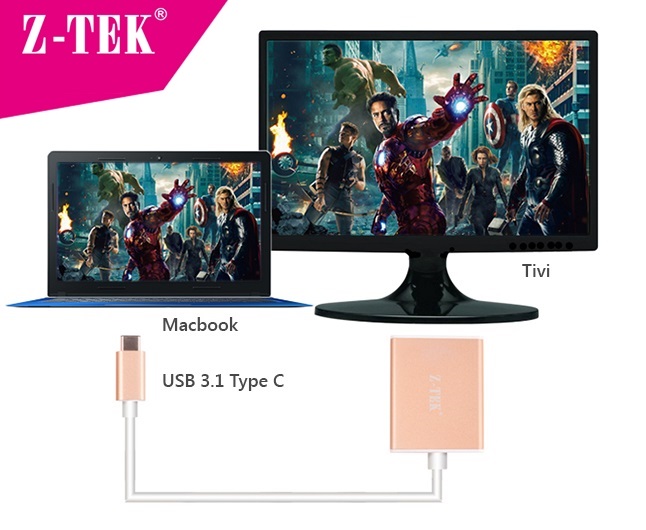  Cáp chuyển đổi USB Type-C 3.1 sang VGA Ztek ZY-231 chính hãng| Ztek ZY-231