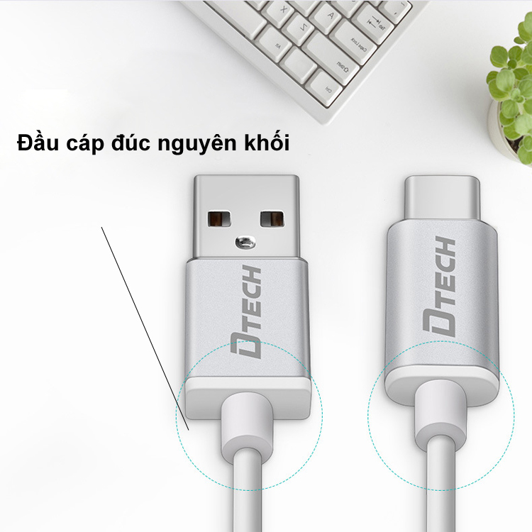 Cáp USB sang TYPE C chính hãng DTECH T0009 chất lượng cao