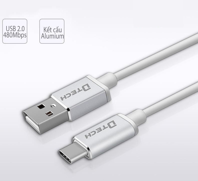 Cáp USB sang TYPE C chính hãng DTECH T0009 chất lượng cao