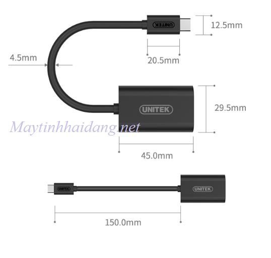 CÁP TYPE-C to VGA chính hãng UNITEK (Y-6318BK)| USB Type-C Unitek