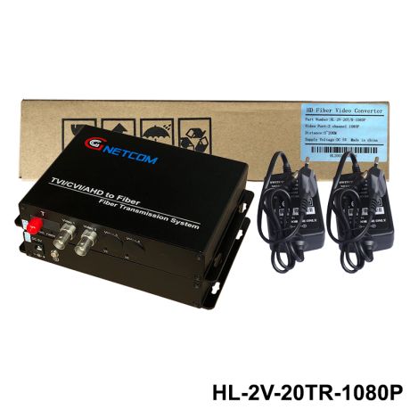 Bộ chuyển đổi Video sang quang 2 kênh GNETCOM HL-2V-20T/R-1080P