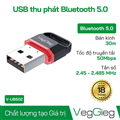 USB thu Bluetooth 5.0 Veggieg V-UB502 - Kết nối không dây ổn định, tốc độ cao, giá tốt