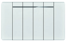 Bộ mặt 4 công tắc 1 chiều novalink hình chữ nhật màu trắng xứ cao cấp với khung lắp hạt bằng nhôm
