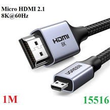 Cáp chuyển đổi Micro HDMI sang HDMI dài 1m có tích hợp Dynamic HDR, eARC chuẩn 8k /60hz ugreen 15516