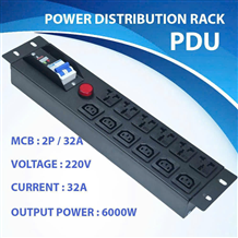 Thanh Nguồn Đa Năng 12 Ổ (6 C13 + 6 3 Chân) 2P/32A - 220V/6000W, Có Aptomat & Đèn Báo An Toàn