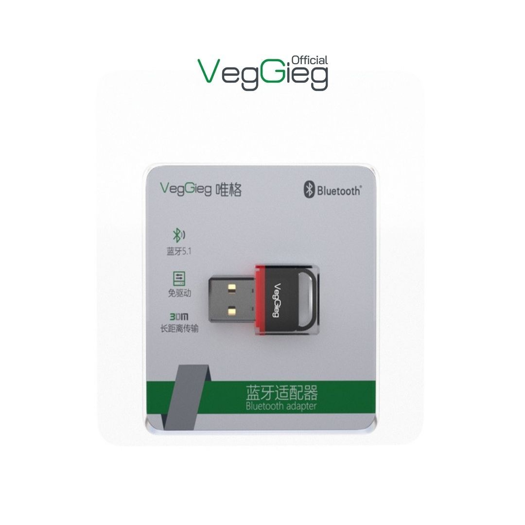USB thu Bluetooth 5.0 Veggieg V-UB502 - Kết nối không dây ổn định, tốc độ cao, giá tốt