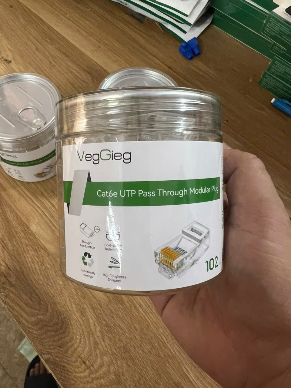 Hạt mạng RJ45 CAT7 Veggieg V-E011 chính hãng xuyên thấu