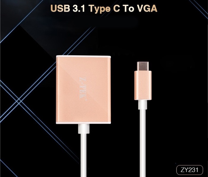  Cáp chuyển đổi USB Type-C 3.1 sang VGA Ztek ZY-231 chính hãng| Ztek ZY-231